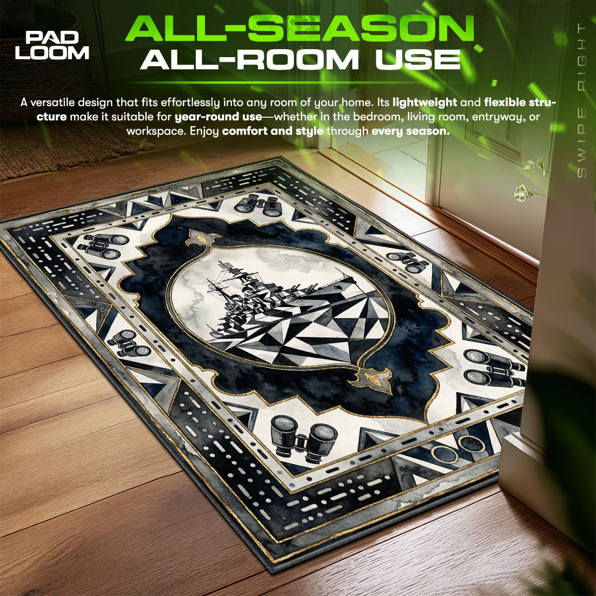 Dazzle Battleship Camo Rug - World of Warships Chair Mat