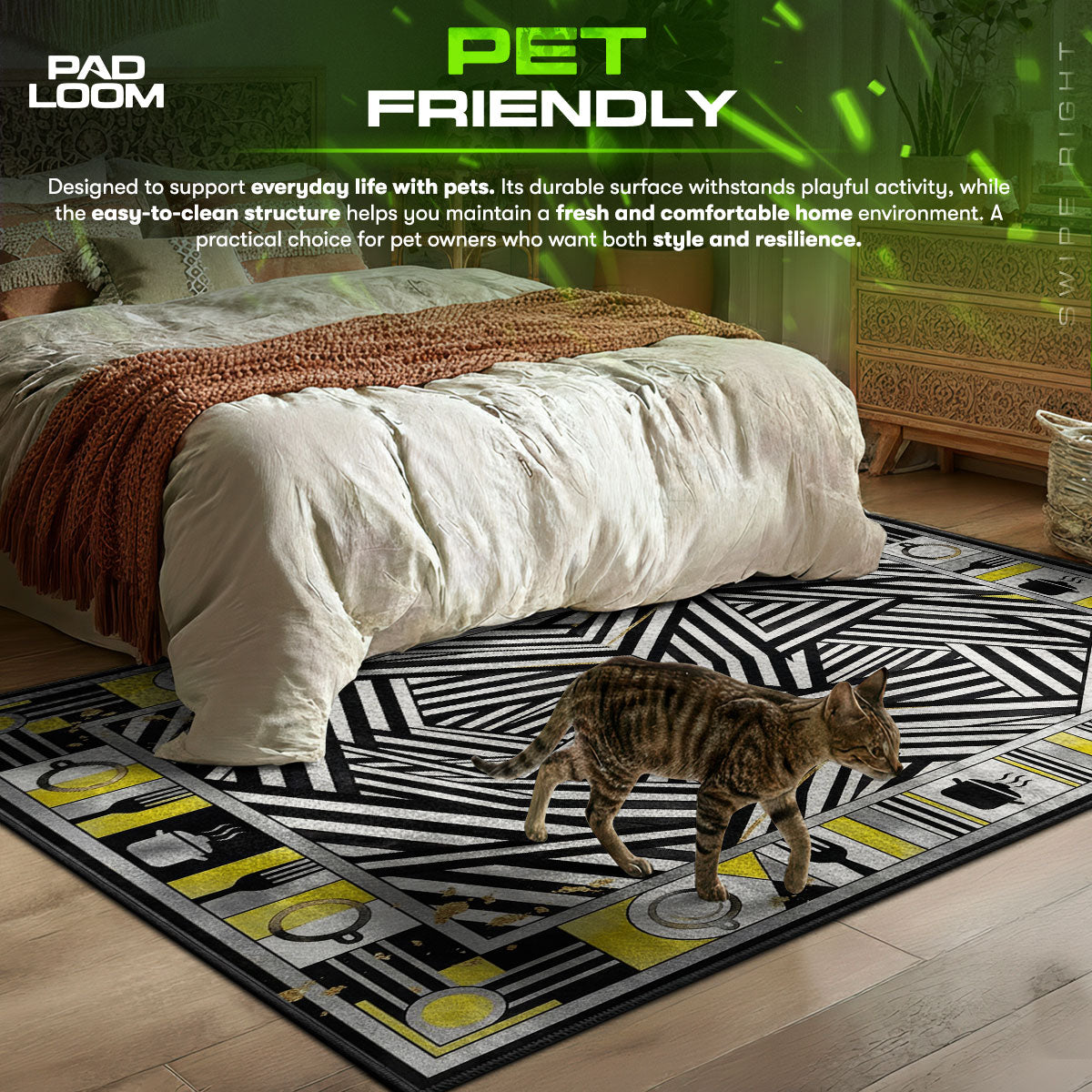 Dazzle Stripe themed area rug for Modern fans