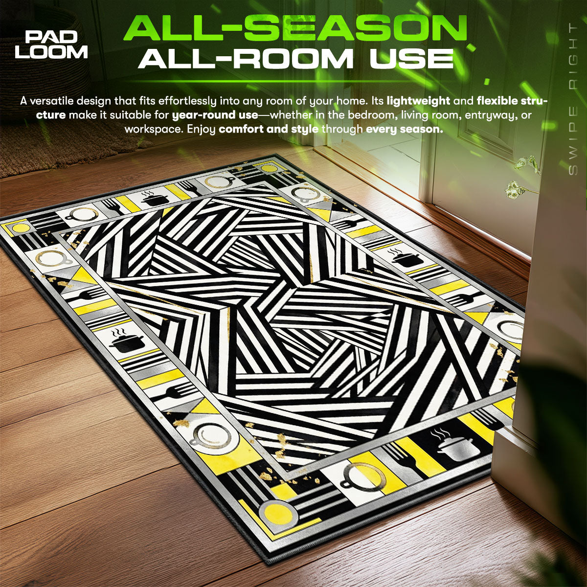 Detailed close-up of Dazzle rug pattern
