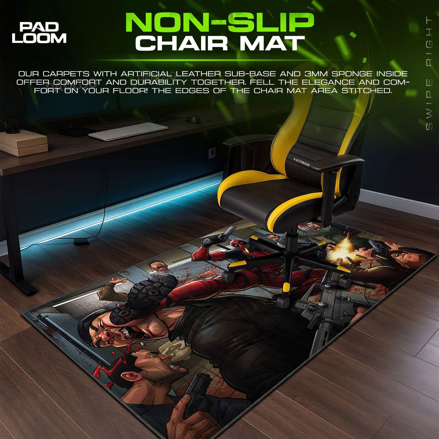 Deadpool Action Brawl Mouse Pad, Marvel Gamer Desk Mat Padloom