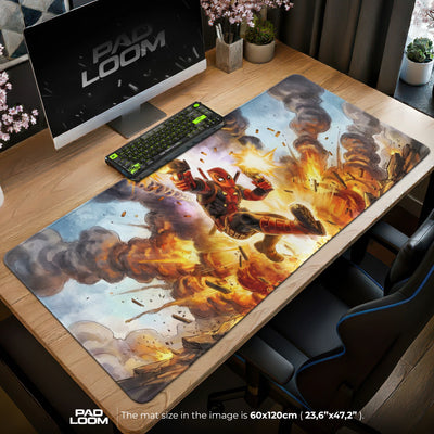 Deadpool Blaze Leap Mouse Pad - Marvel Desk Mat
