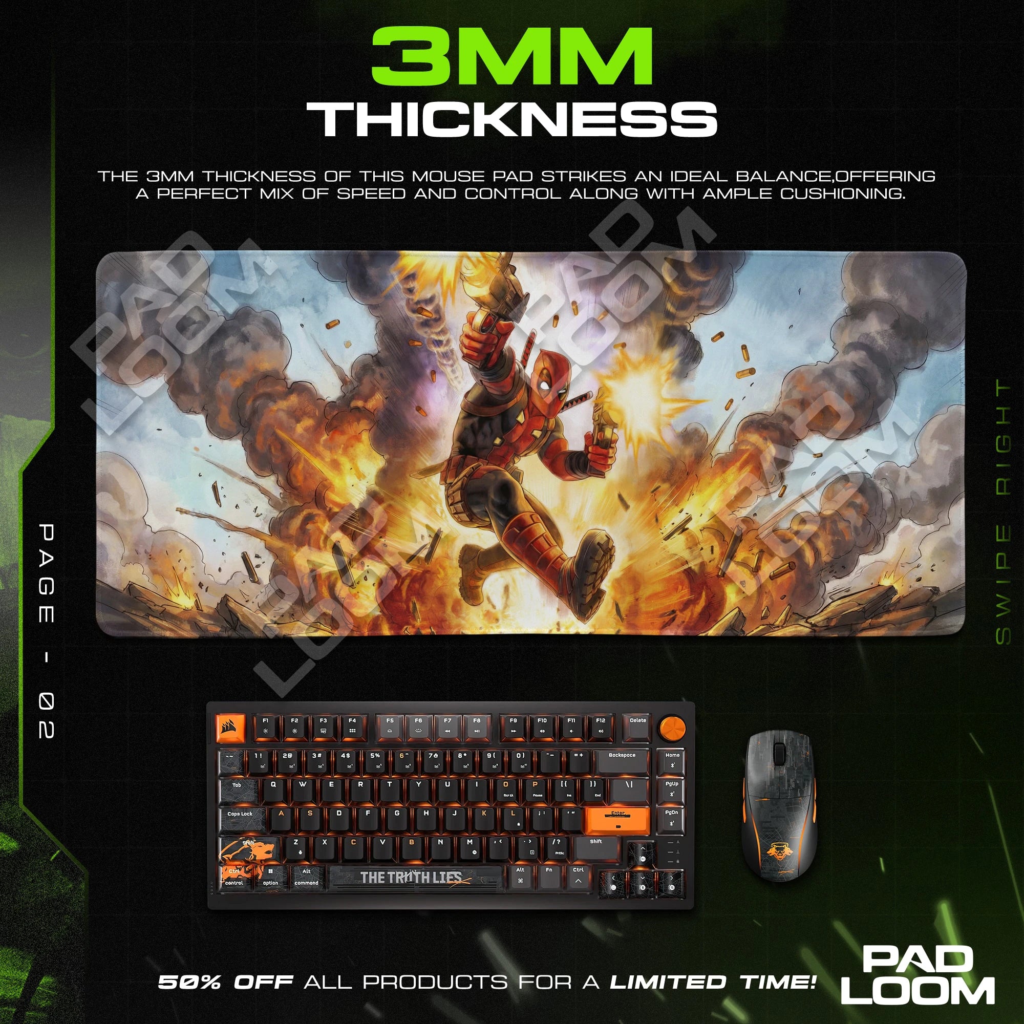 Deadpool Blaze Leap Mouse Pad - Marvel Desk Mat