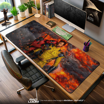Deadpool & Wolverine Fiery Duo Mouse Pad, Marvel Gamer Desk Mat