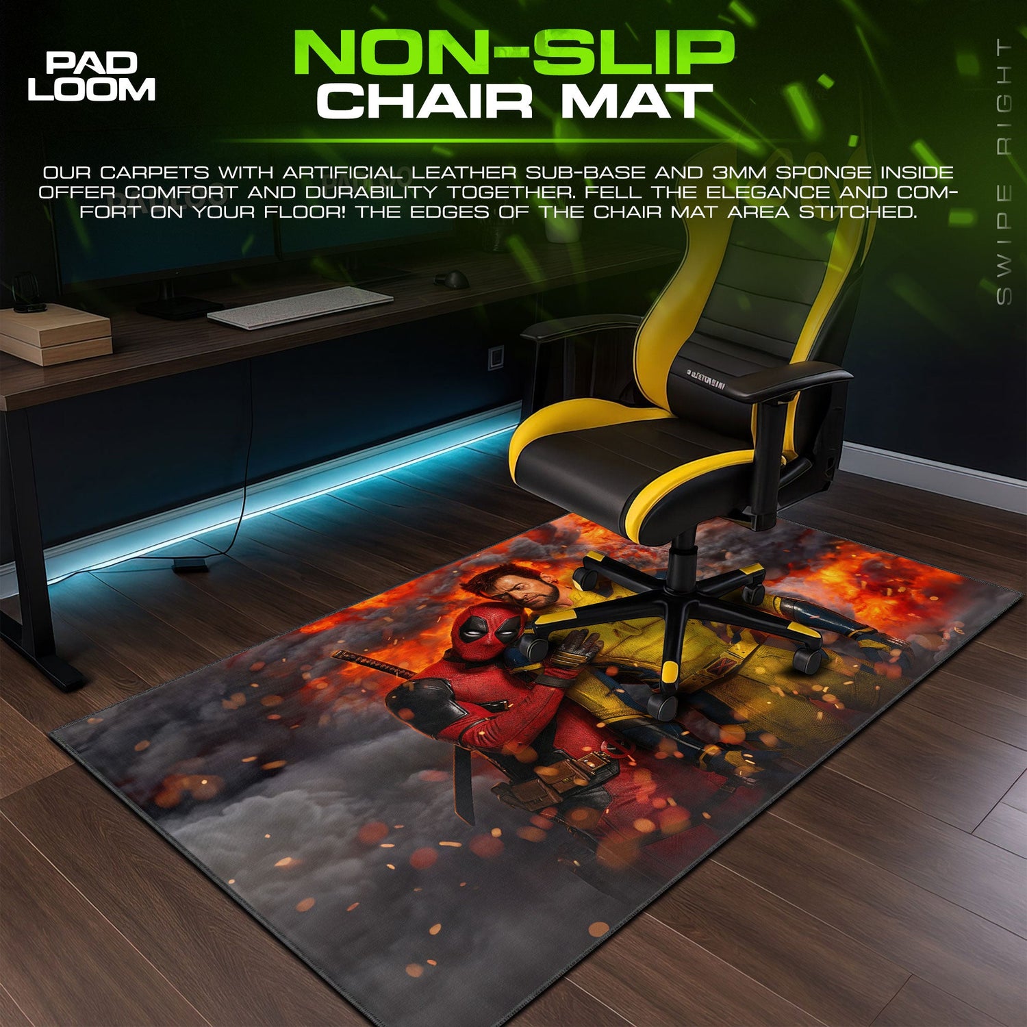 Deadpool & Wolverine Fiery Duo Mouse Pad, Marvel Gamer Desk Mat Padloom