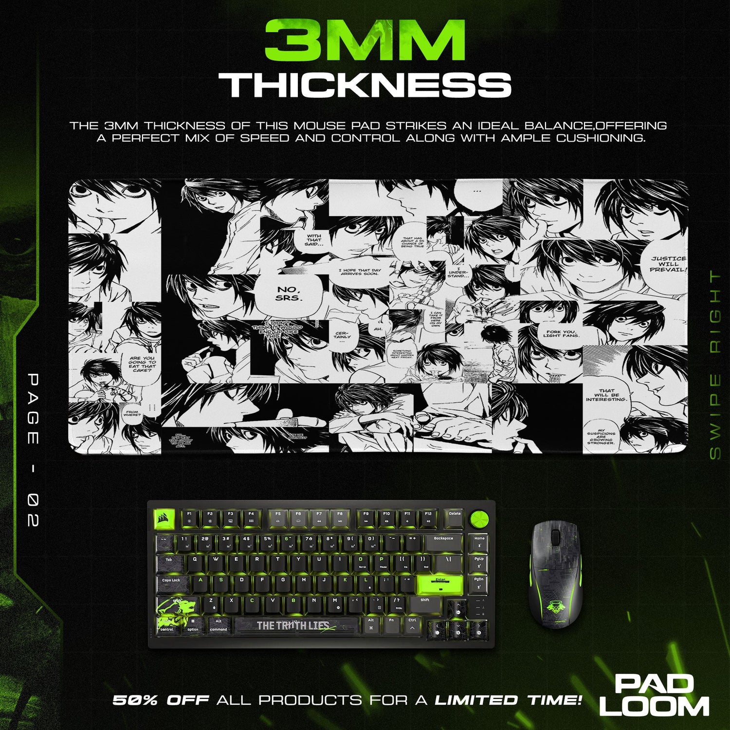 Death Note L Mouse Pad, Anime Detective Desk Mat Padloom