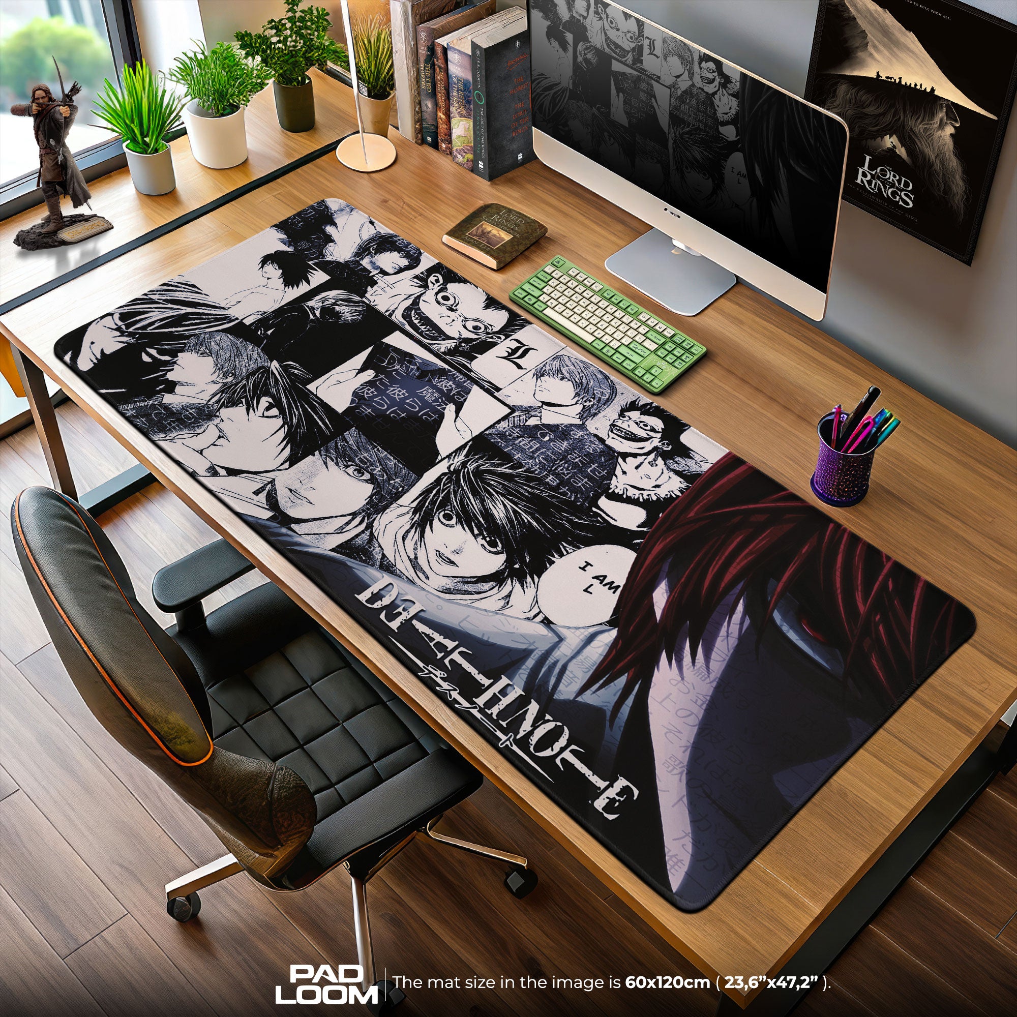 Death Note Light and L Mouse Pad, Anime Detective Desk Mat