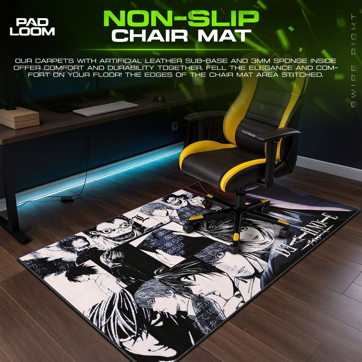 Death Note Light and L Mouse Pad, Anime Detective Desk Mat Padloom