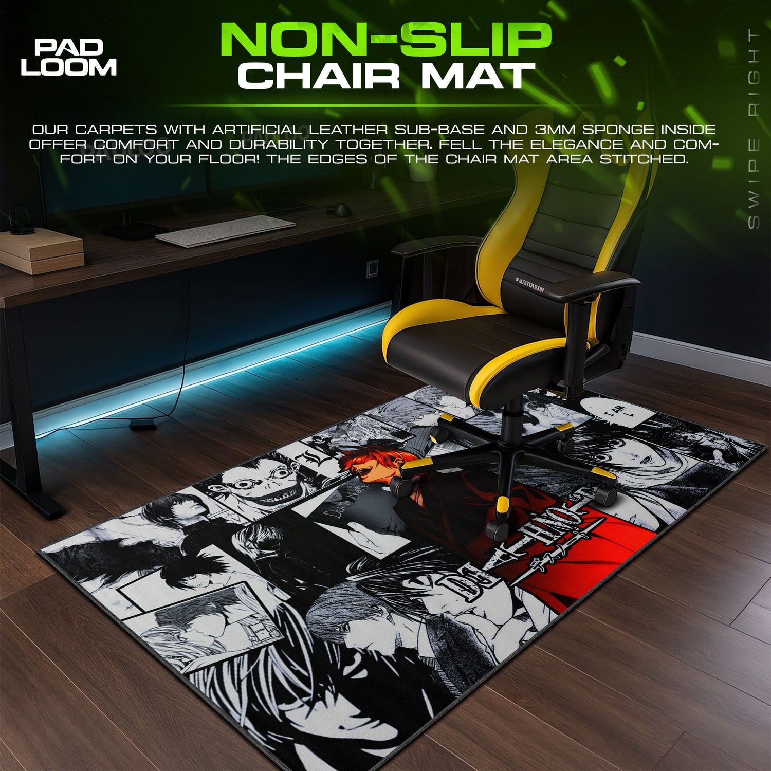 Death Note Light Yagami Mouse Pad, Anime Shadow Desk Mat Padloom