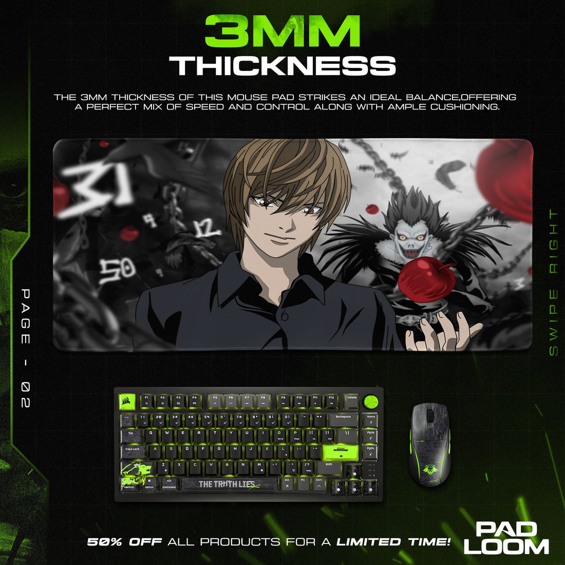 Death Note Mouse Pad - The God Complex Anime Desk Mat Padloom