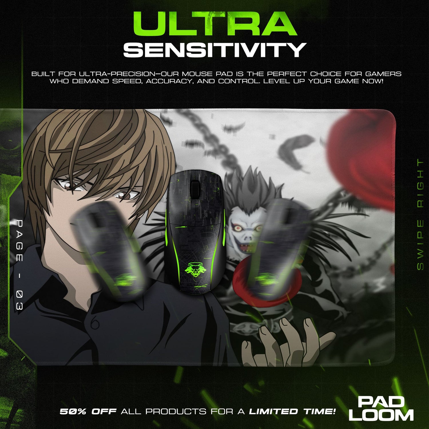 Death Note Mouse Pad - The God Complex Anime Desk Mat Padloom