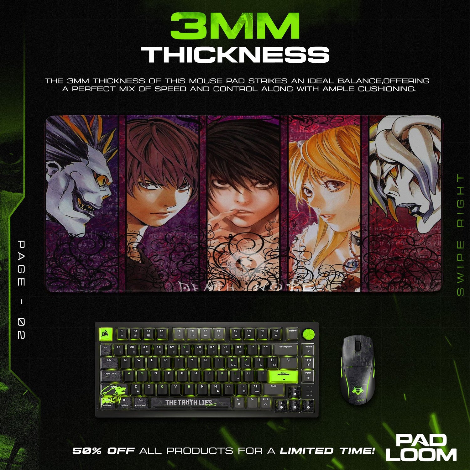 Zhongkaihua Tappetino per mouse da gioco anime Death Note, Light Yagami L Lawliet, 300 x 800 mm, grande, in gomma antiscivolo, per scrivania, ufficio, casa Zhongkaihua Tappetino per mouse da gioco anime Death Note, Light Yagami L Lawliet, 300 x 800 mm, grande, in gomma antiscivolo, per scrivania, ufficio, casa