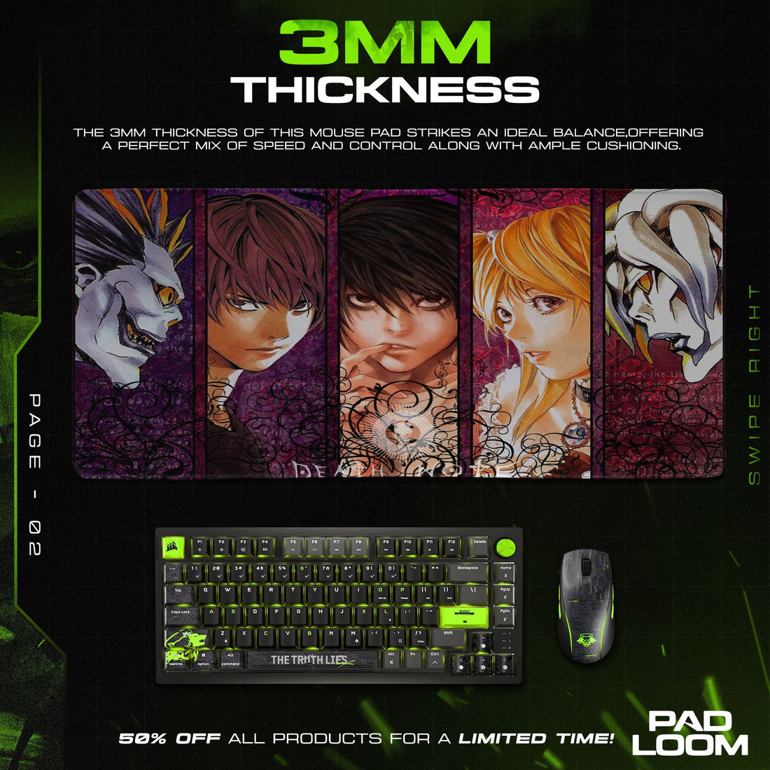 Death Note Mouse Pad - Web of Judgment Anime Desk Mat Padloom