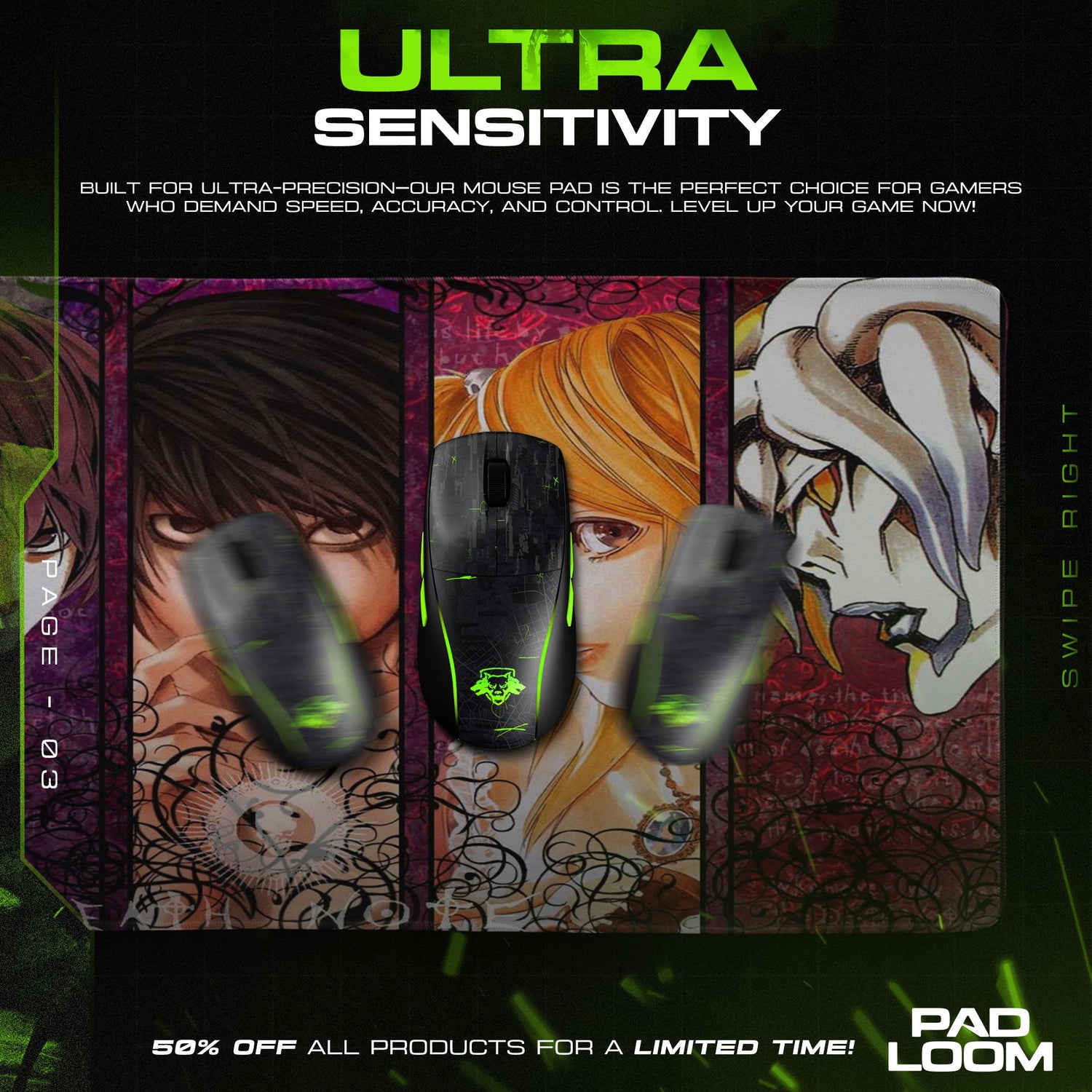 Death Note Mouse Pad - Web of Judgment Anime Desk Mat Padloom