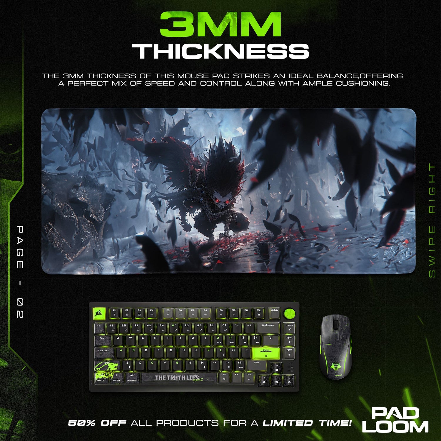 Death Note – Shadowfall Eyes Mouse Pad, Anime Gaming Desk Mat Padloom