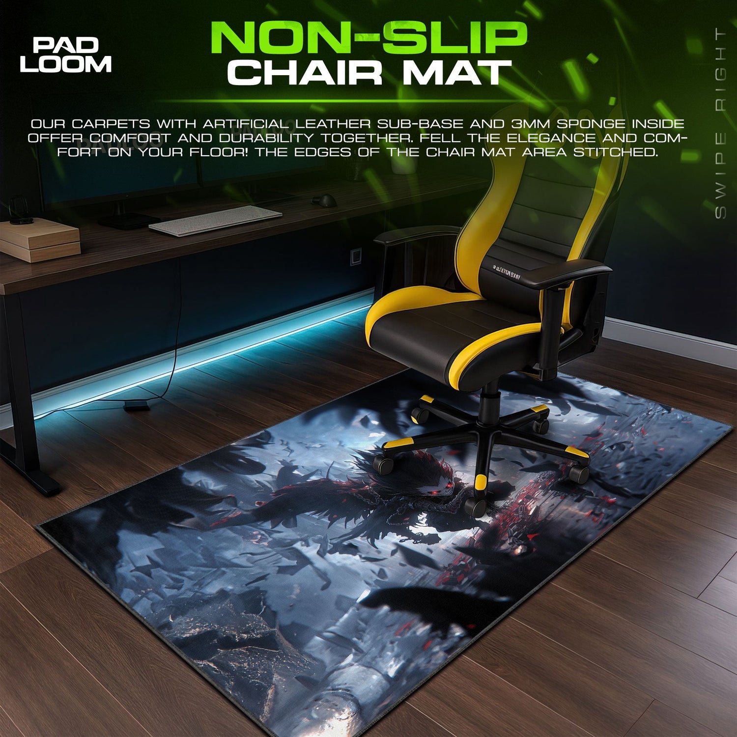 Death Note – Shadowfall Eyes Mouse Pad, Anime Gaming Desk Mat Padloom