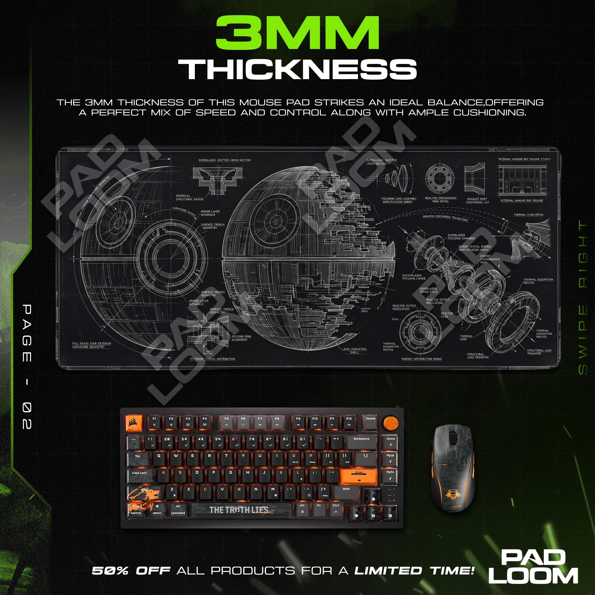 Death Star Blueprint Mouse Pad - Star Wars Desk Mat