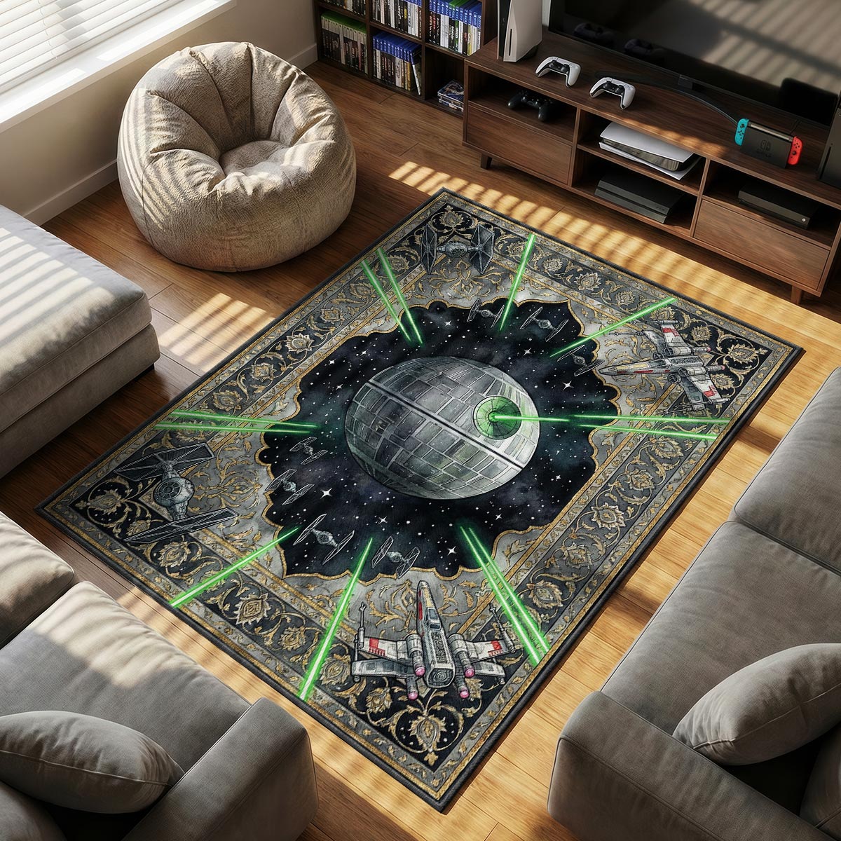 Death Star themed area rug for Space fans