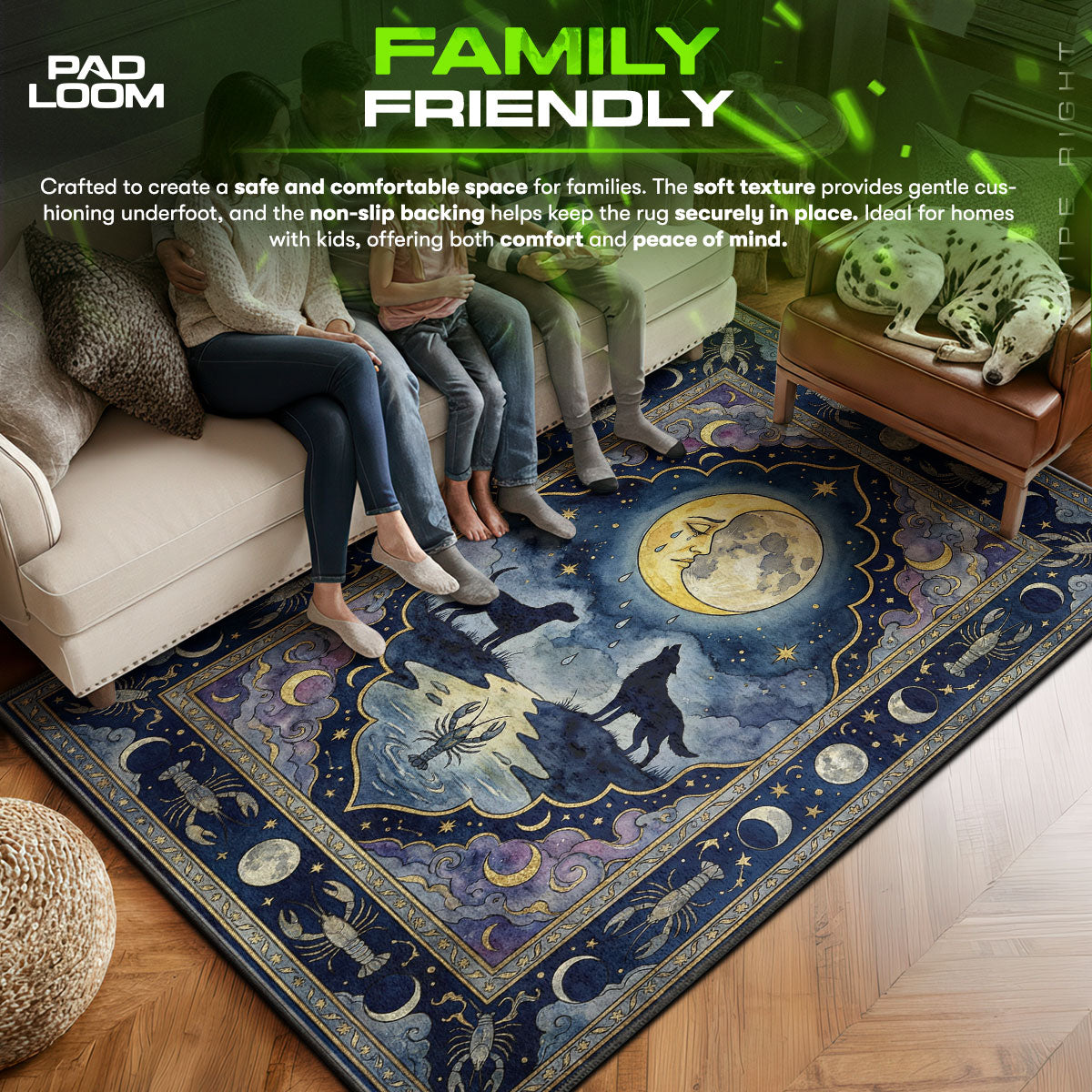 Area character design printed on rug