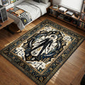Death the Kid standing symmetrically with twin pistols in a gothic blue and gold area rug and floor mat