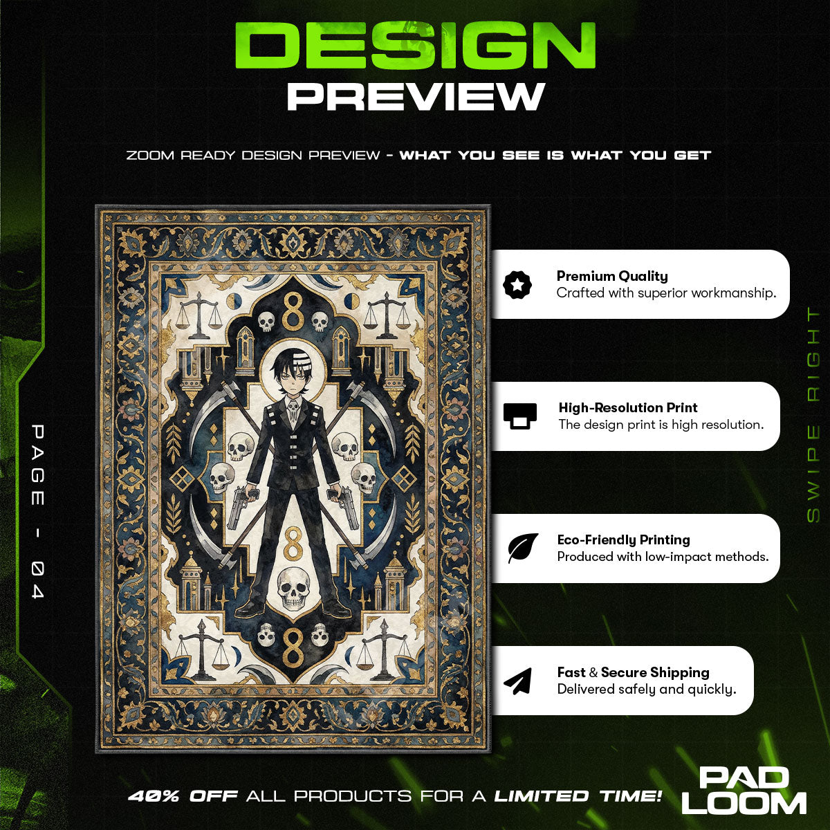 Chair character design printed on rug