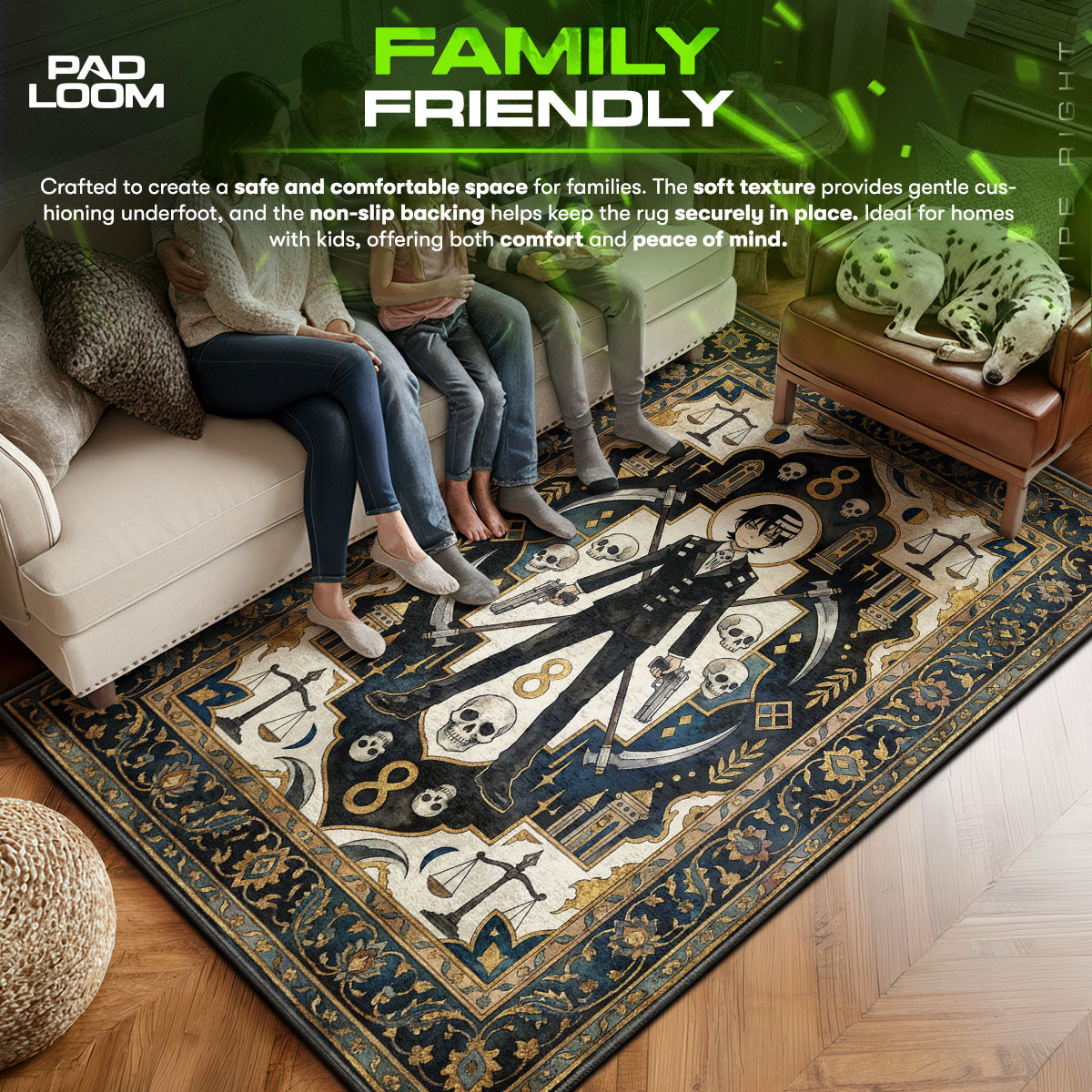 Death area rug showing full home decor artwork