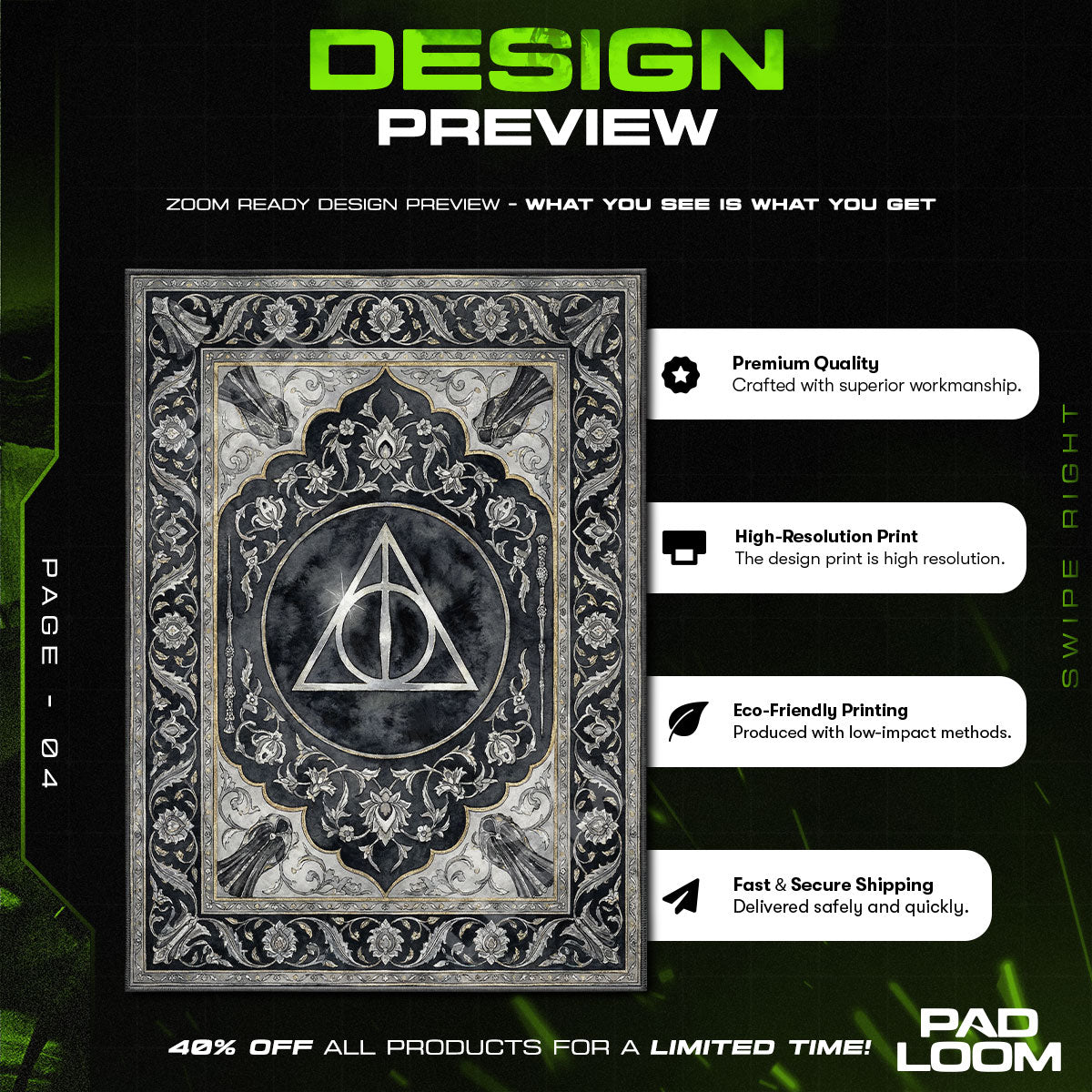 Room character design printed on rug
