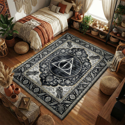 Deathly Hallows Dark Magic Rug - Harry Potter Room Mat