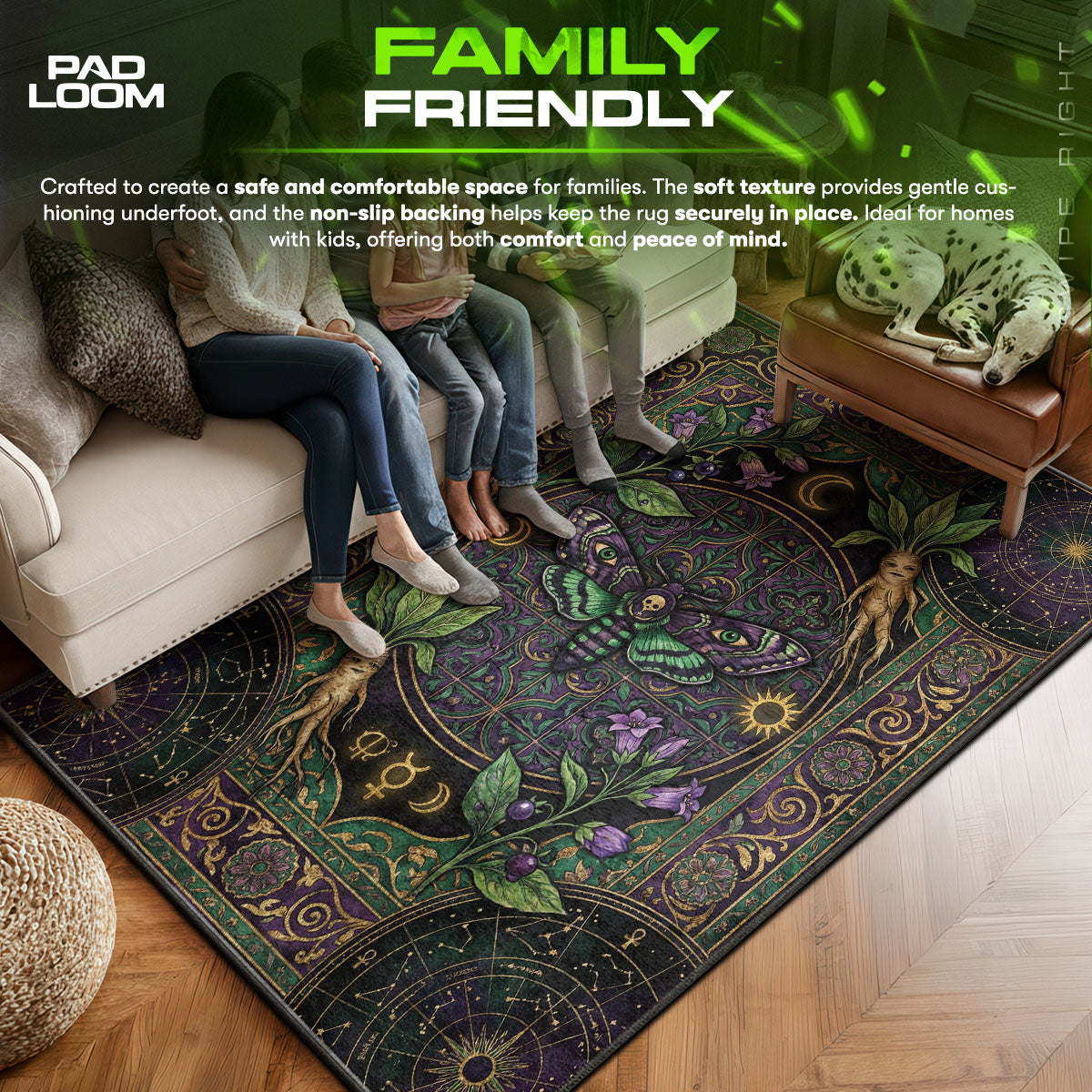 Area character design printed on rug