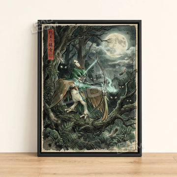 Decidueye Aiming Pokemon poster - framed canvas wall art in a black frame
