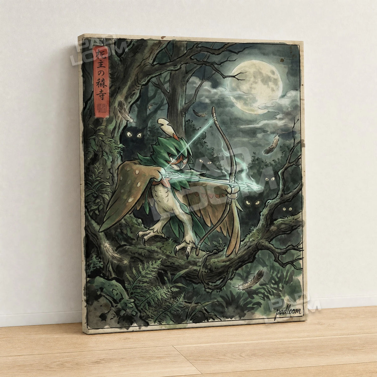 Decidueye Aiming Pokemon canvas wall art - gallery-wrapped canvas print, side view
