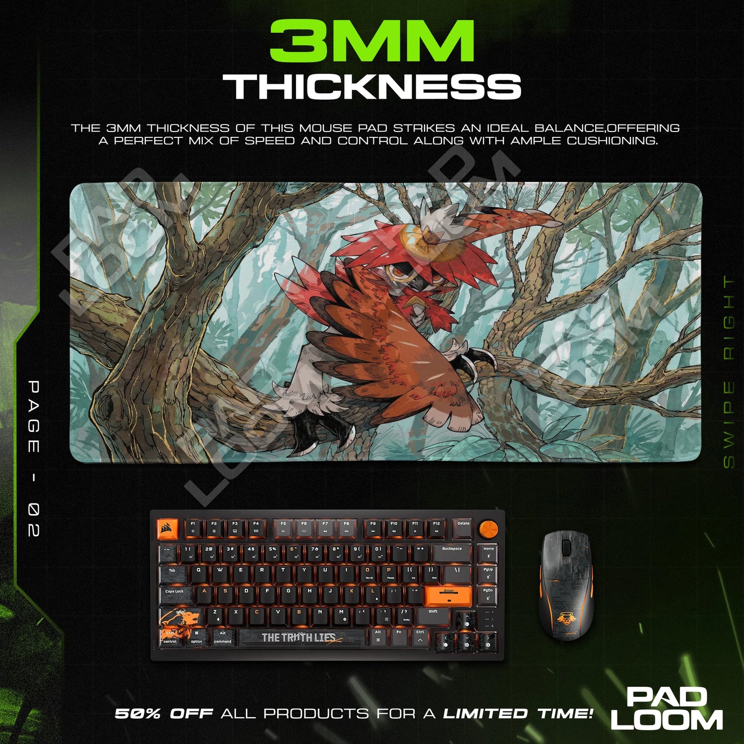 Decidueye Autumn Forest Mouse Pad - Pokemon Desk Mat
