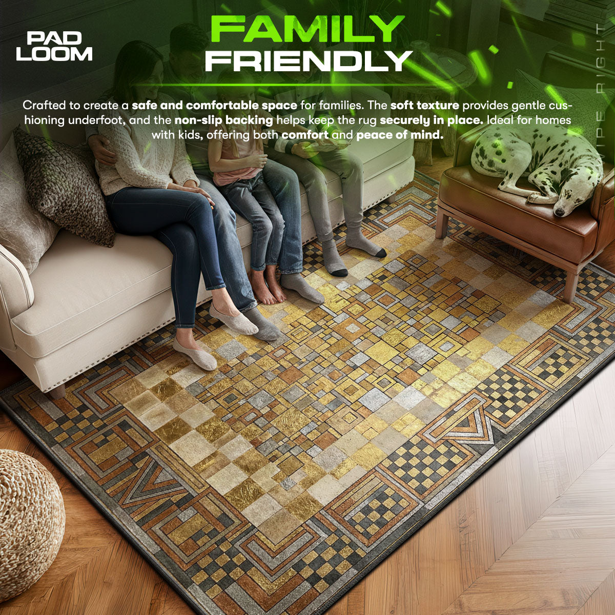 Area character design printed on rug