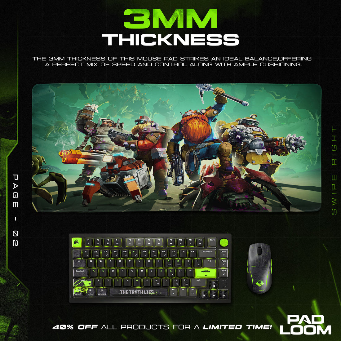 Deep Rock Galactic Mouse Pad, Dwarf Squad Gaming Desk Mat