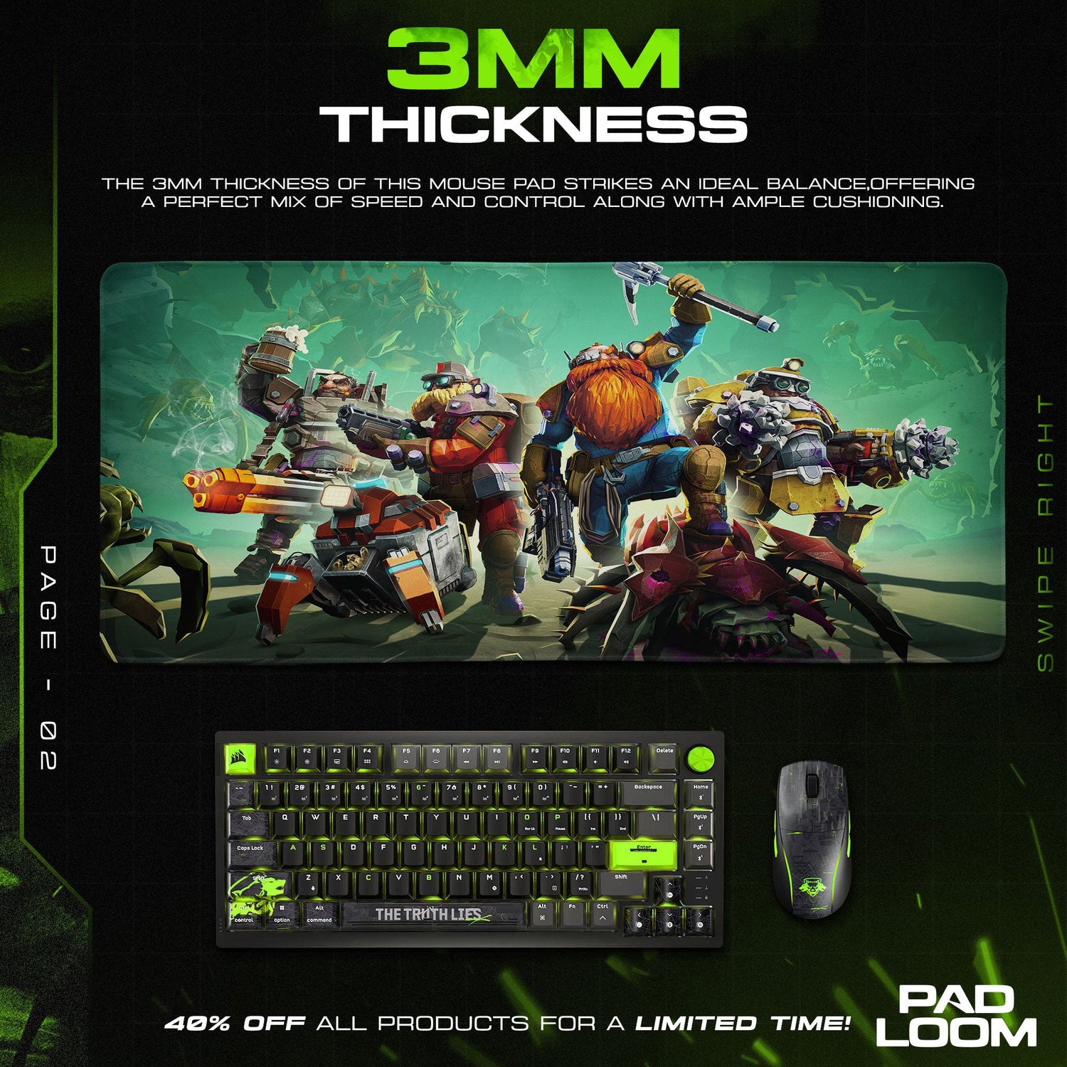 Deep Rock Galactic Mouse Pad, Dwarf Squad Gaming Desk Mat Padloom