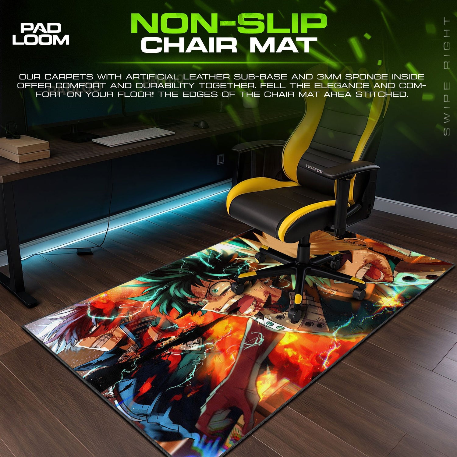 Deku, Bakugo & Todoroki Trio Mouse Pad, Explosive Anime Desk Mat Padloom