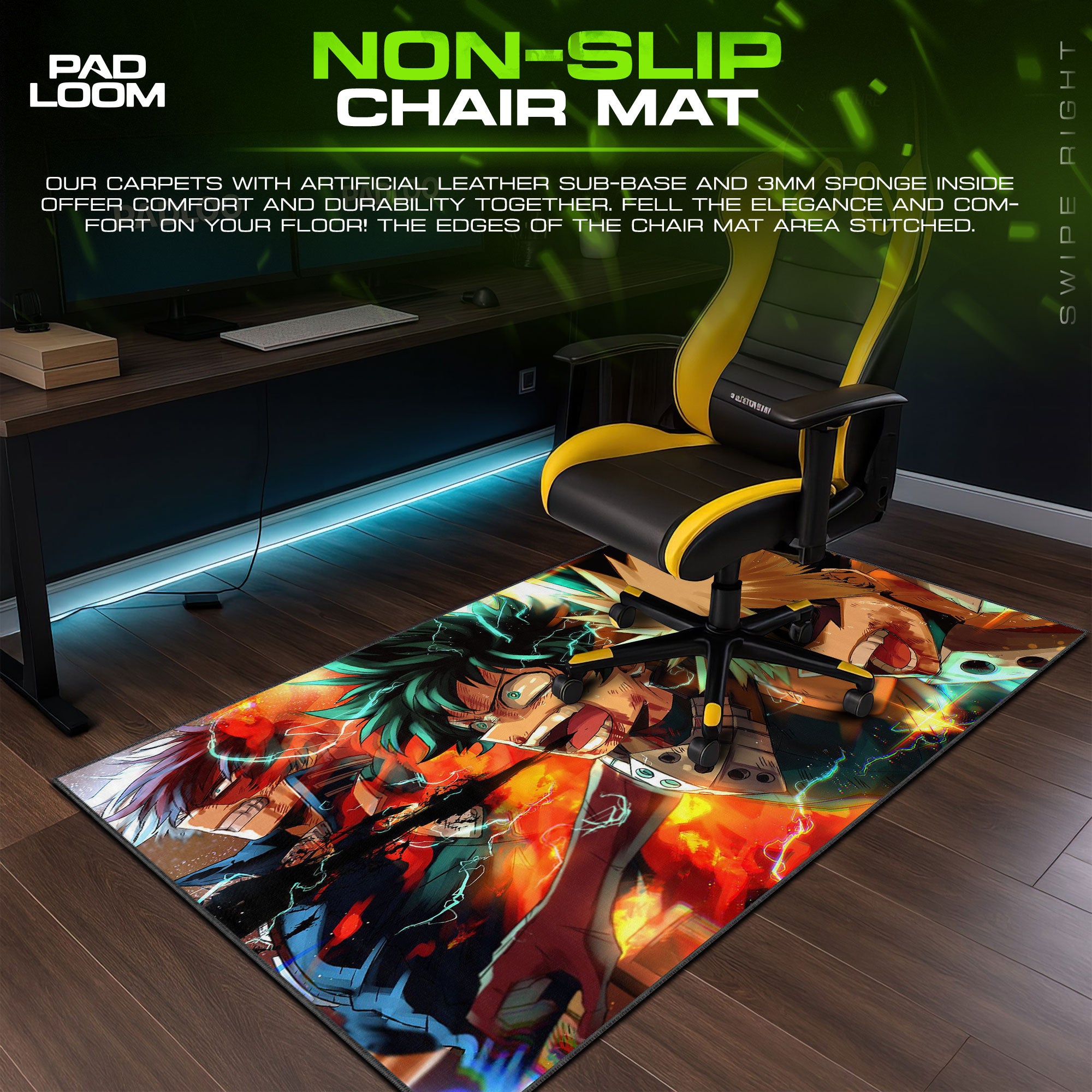 Deku, Bakugo & Todoroki Trio Mouse Pad, Explosive Anime Desk Mat