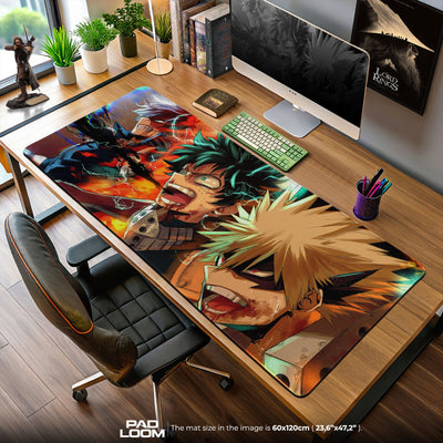 Deku, Bakugo & Todoroki Trio Mouse Pad, Explosive Anime Desk Mat