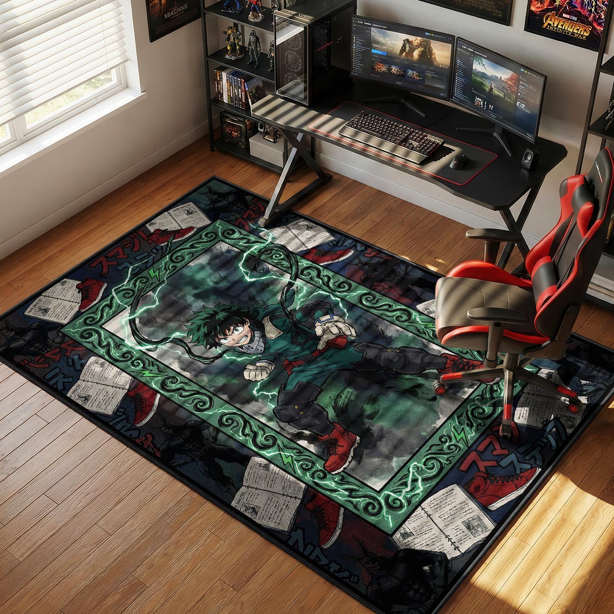Deku Blackwhip Full Cowl My Hero Academia Chair rug — main product view