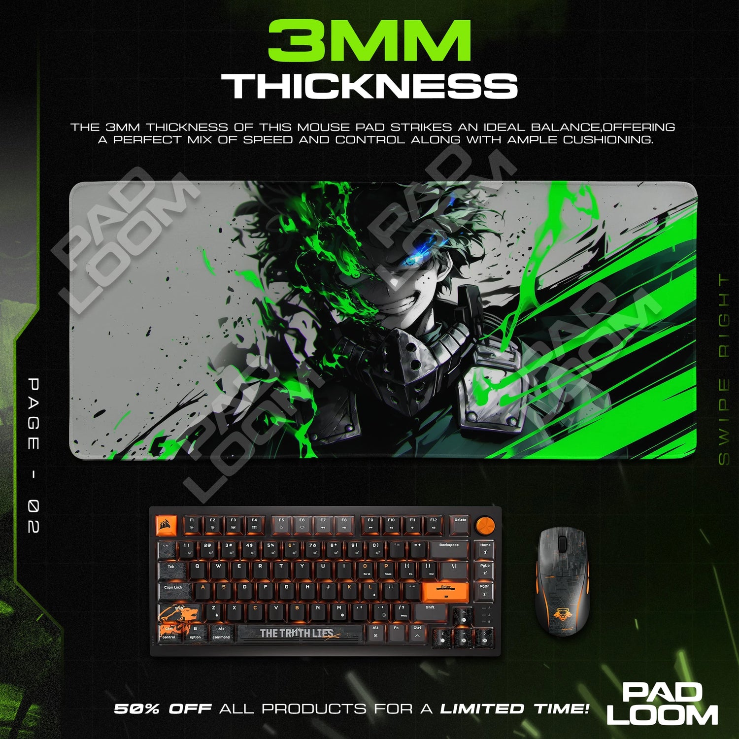Deku Emerald Splatter Mouse Pad - MHA Desk Mat