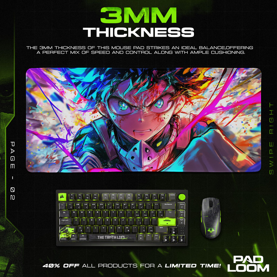 Deku Final Stand Mouse Pad, My Hero Academia Anime Gaming Desk Mat