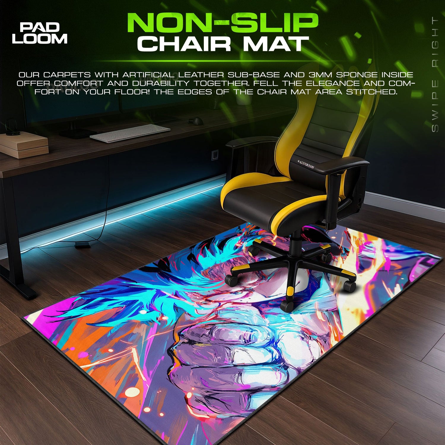 Deku One For All Mouse Pad, MHA Anime Power Surge Gaming Desk Mat Padloom