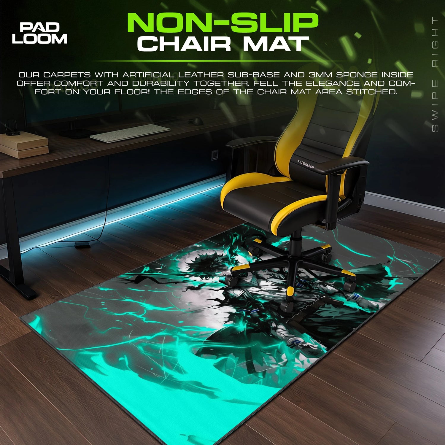 Deku Teal Blaze Mouse Pad - MHA Desk Mat