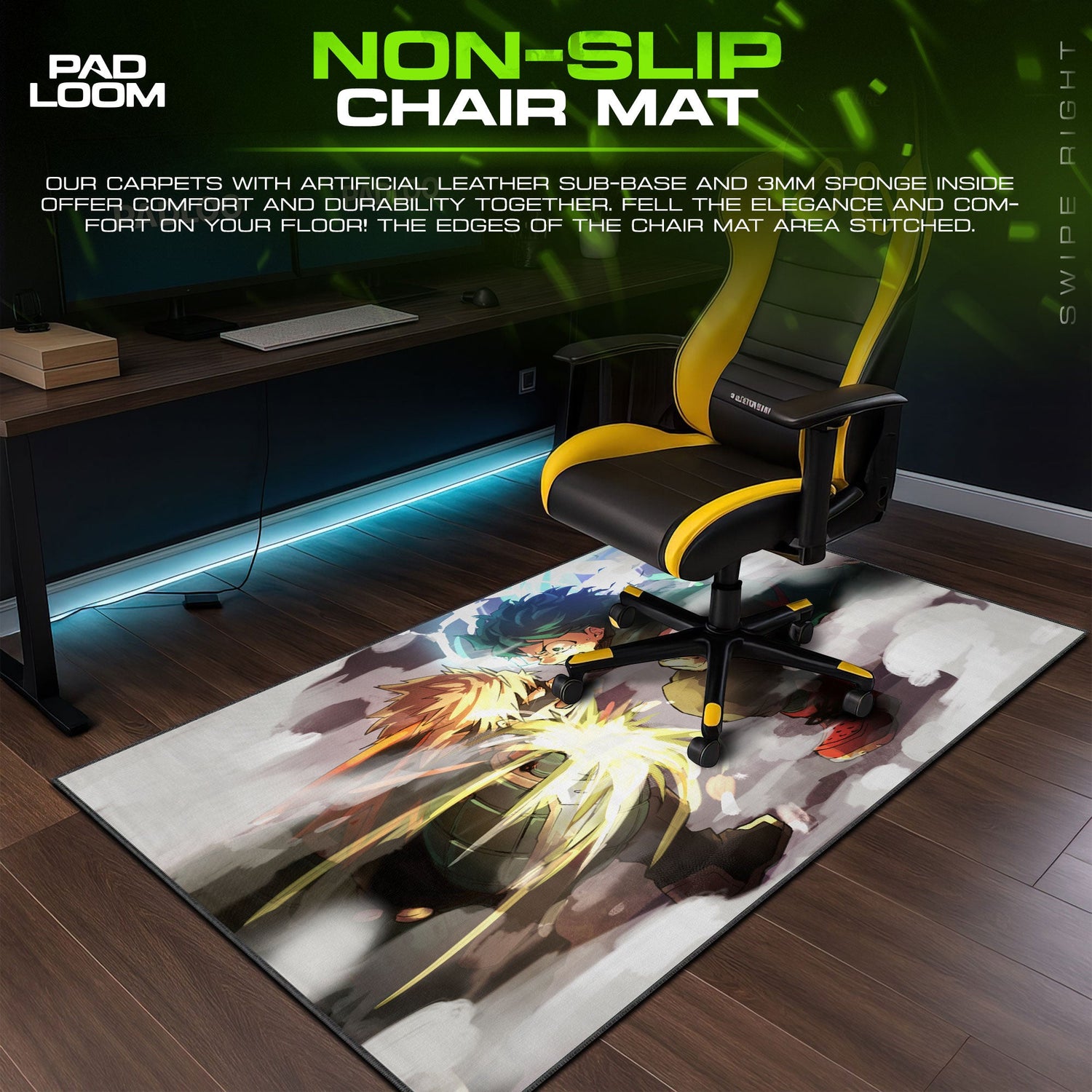 Deku vs Bakugo Clash Mouse Pad, Anime Gaming Desk Mat Padloom
