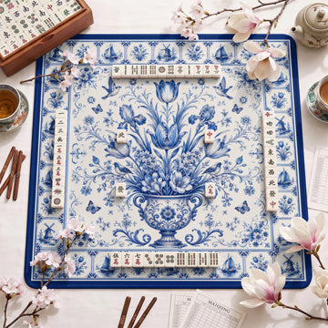 Delft Tulip Mahjong Mat - Mah Jongg Table Mat