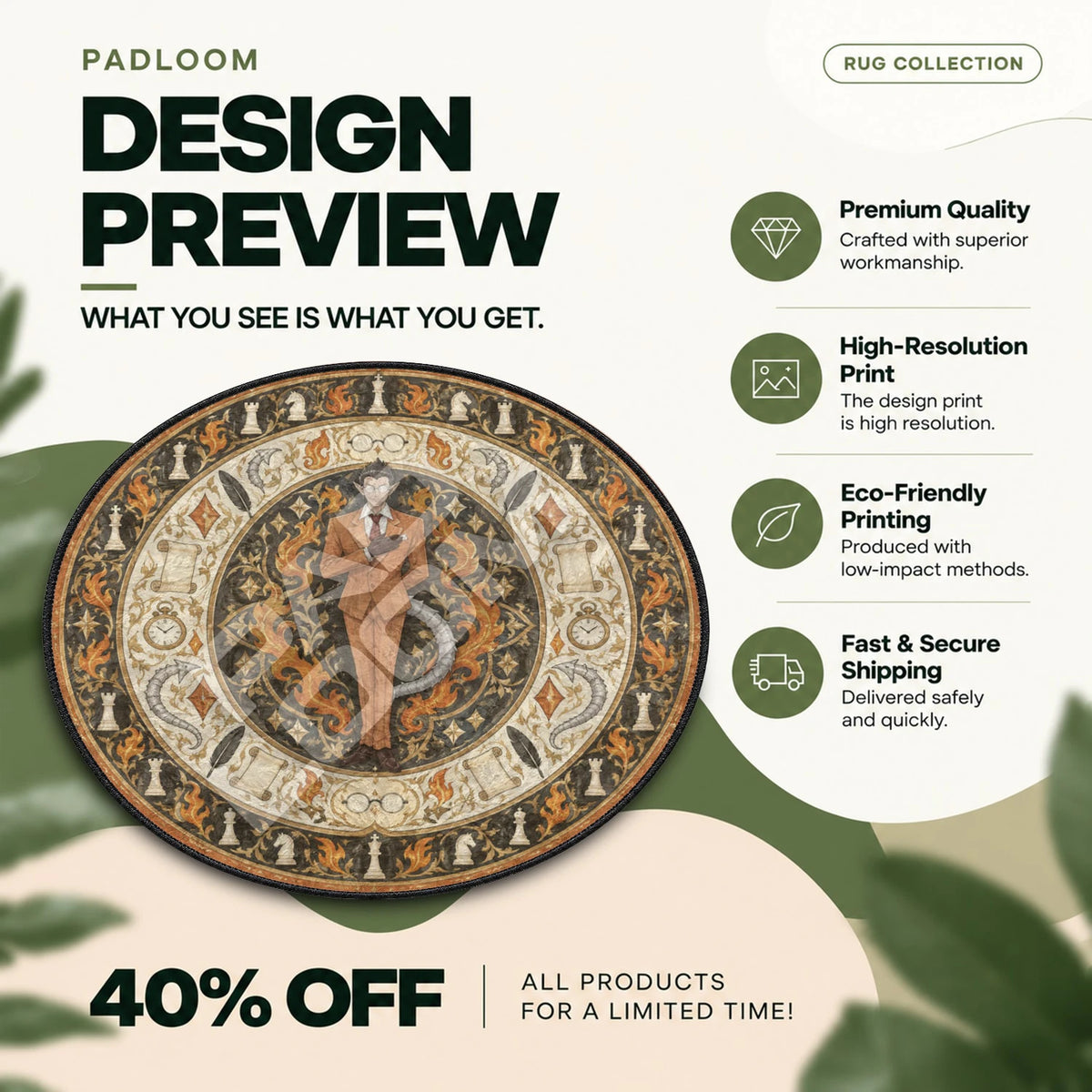 Demiurge Ember Overlord round rug full design preview