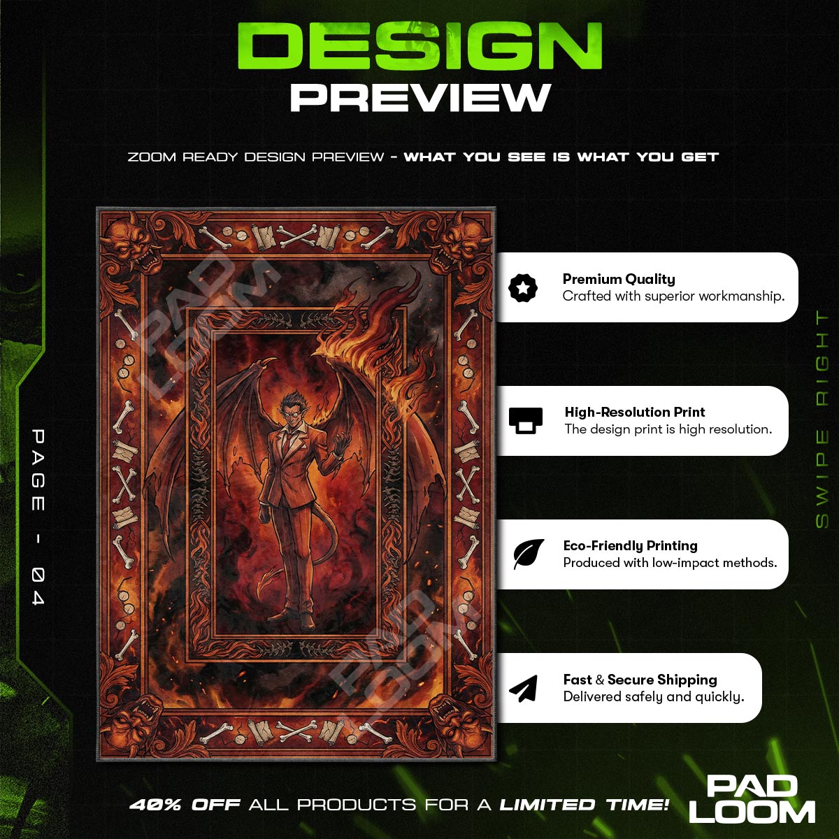 Demiurge Hellfire Demon Rug - Overlord Chair Mat