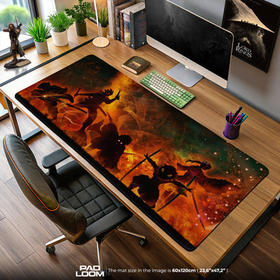 Demon Slayer Flame Shadows Mouse Pad, Anime Gaming Desk Mat