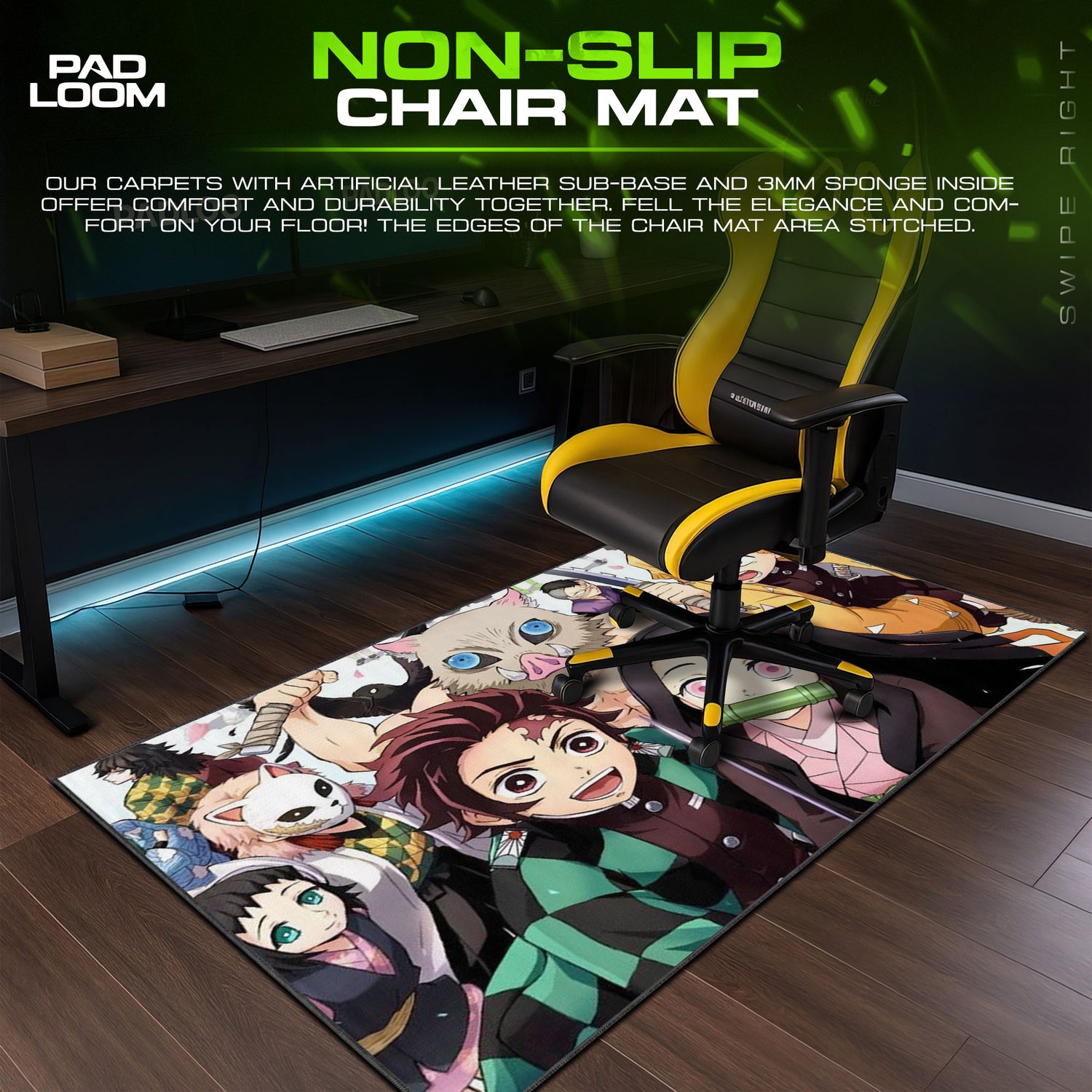Demon desk mat showing full Anime artwork