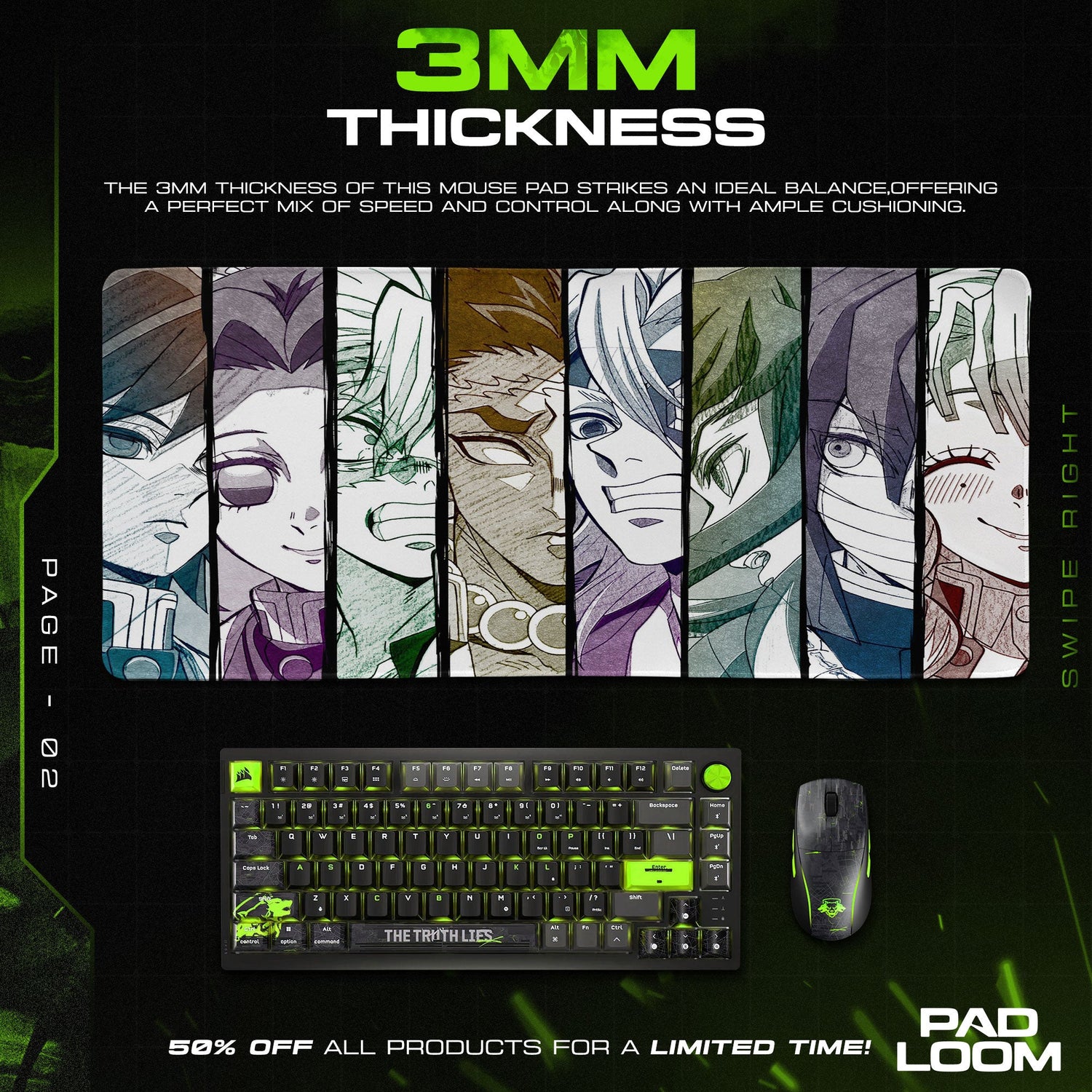 Demon Slayer Hashira Faces Mouse Pad, Anime Desk Mat Padloom