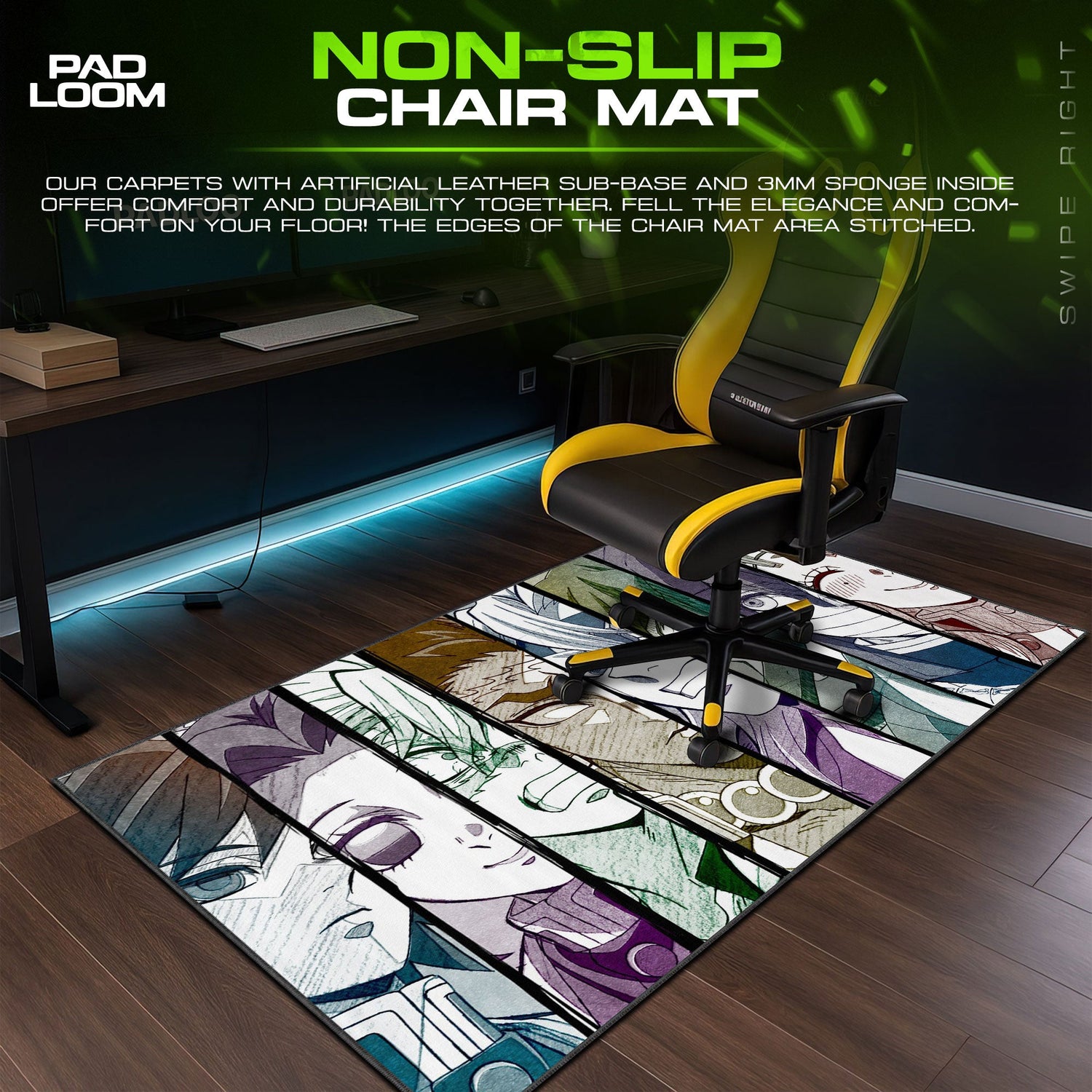 Demon Slayer Hashira Faces Mouse Pad, Anime Desk Mat Padloom